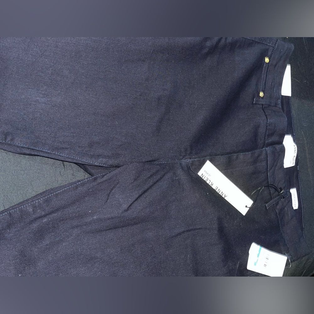 NWT Anne Klein High Rise Flair Jeans - Dark Blue Size 16